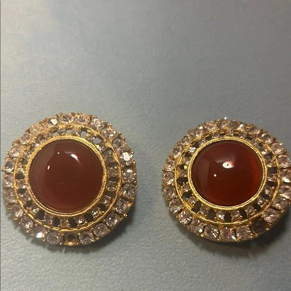 Heidi daus for Jim Walter’s Radiant Gold and Red Crystal Earrings - Picture 2 of 3